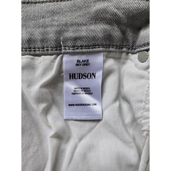 Hudson Mens 36x28 Blake Slim Straight Sky Grey Jeans Classic Modern Stretch - Picture 10 of 12